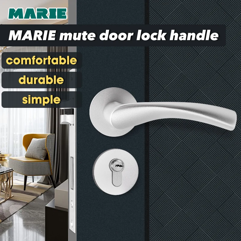 

MARIE LH3016 Aluminum Alloy Door Handle for Interior Door Black And Silver Color Door Lock for Bedroom Hardware Accessories
