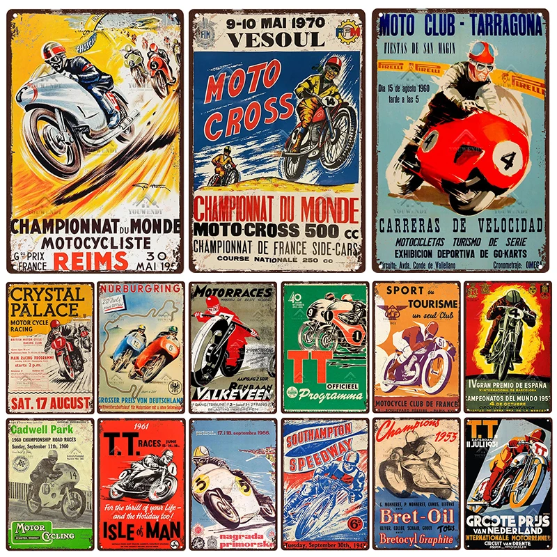 

TT Isle Of Man Metal Poster Retro Tin Signs Motorcycle Races Vintage Metal Plaque Wall Plate Pub Bar Garage Home Decor 20x30cm