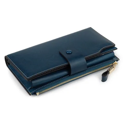 

European Genuine Leather Women Wallet Luxury Long Purse Birds Embossing Clutch Bag High Quality Female Card Holder Phone Bag