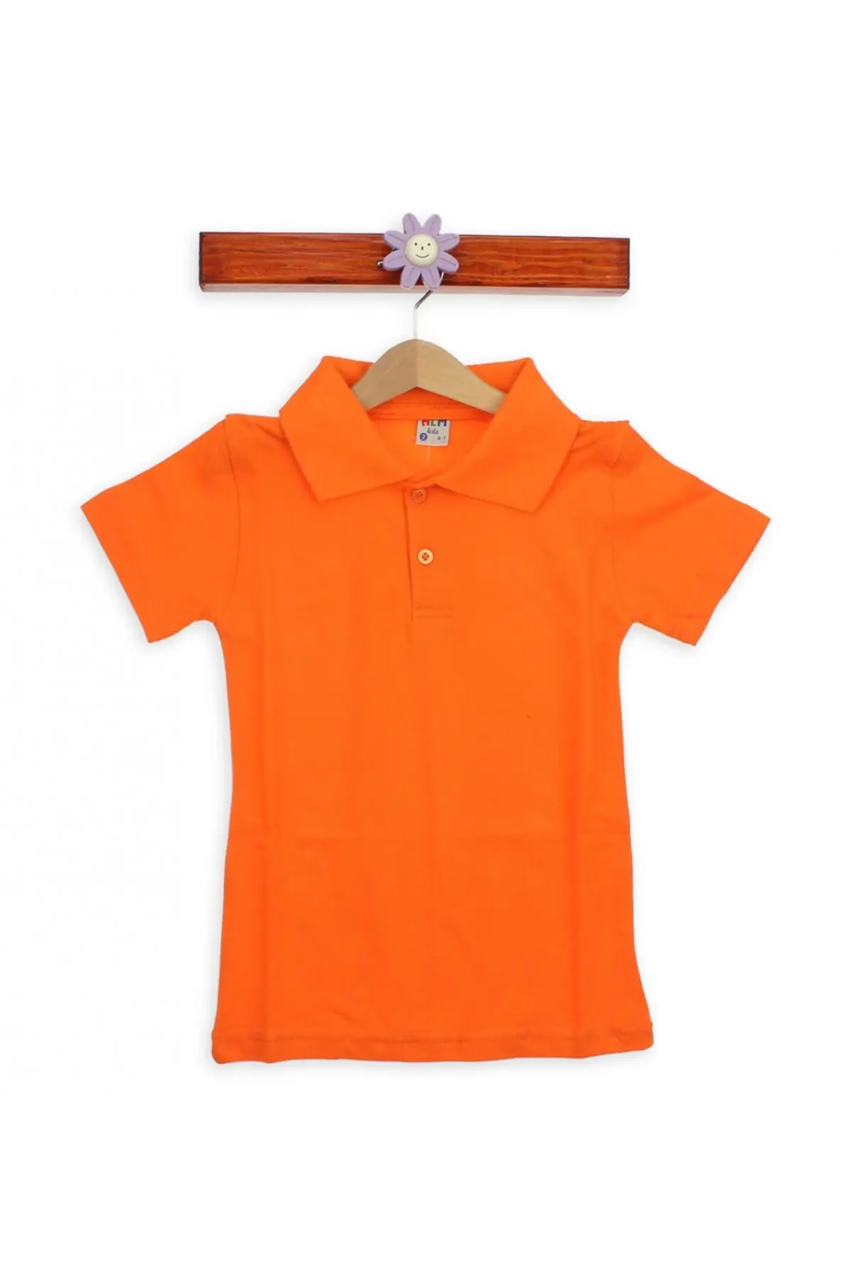 Оранжевая хлопковая детская Базовая футболка с воротником поло |