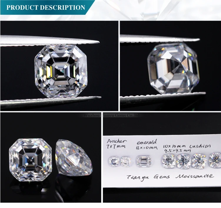 Tianyu камни свободные Moissanite 1CT Asscher Cut DEF цвет блестящие для изготовления ювелирных