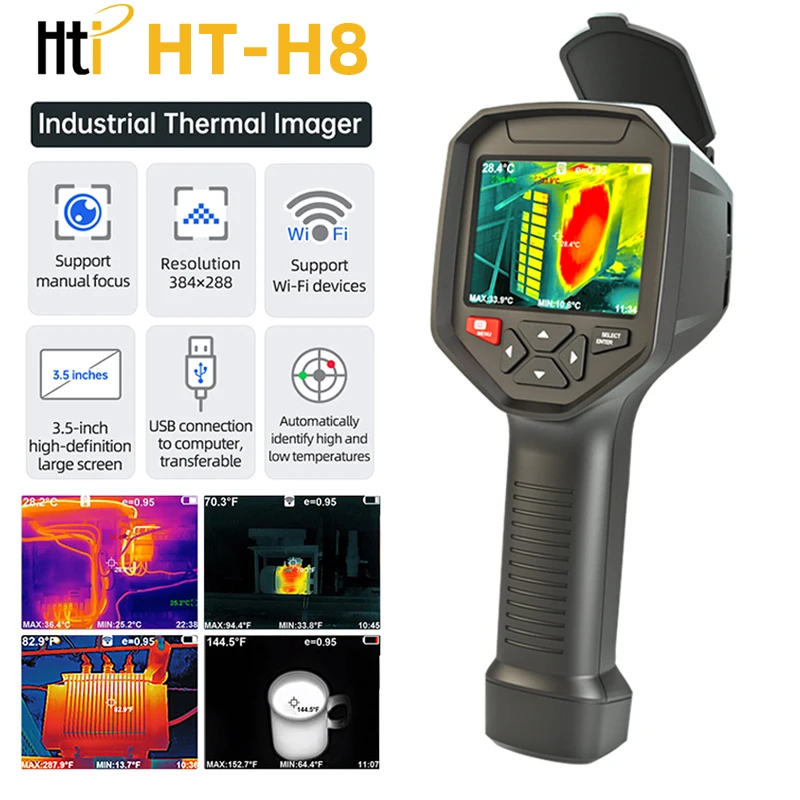 

HTI HT-H8 WIFI Infrared Thermal Imager Camera Usb Handheld Temperature Automatic Tracking Rechargeable 3.5 TFT