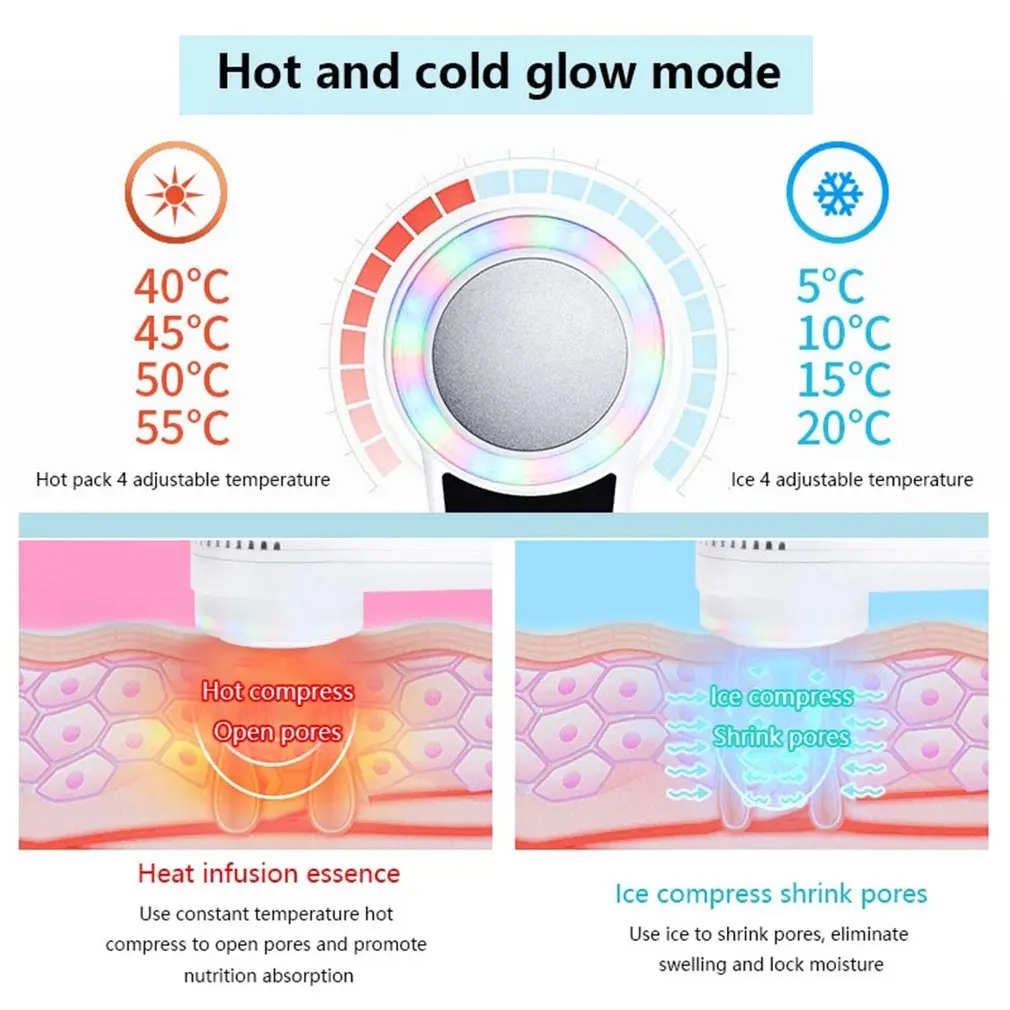 Hot And Cold Wrinkle-removing Firming Cleaner Household Facial Cleansing Multifunctional Instrument Rechargeable Type | Красота и
