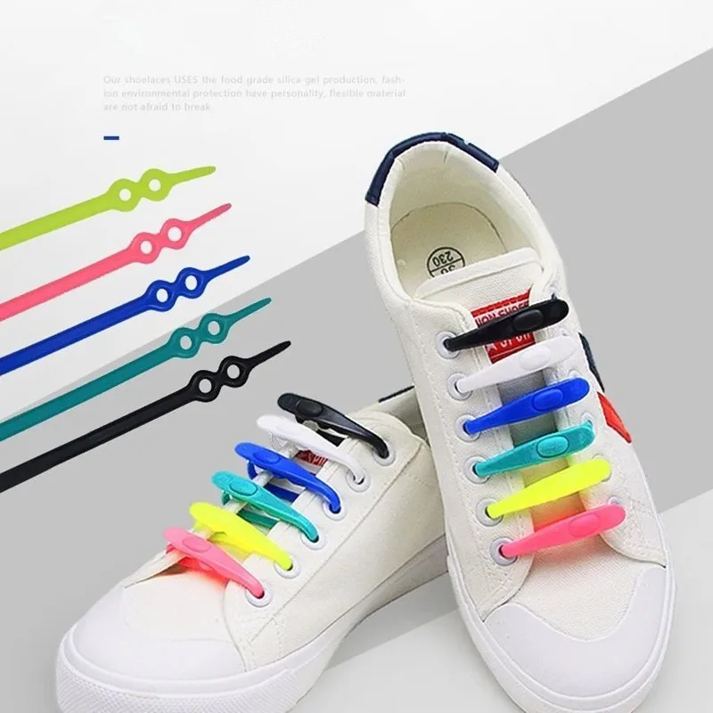 

14pcs /Set Elastic Shoelaces Waterproof Silicone Shoe Laces No Tie Lazy Round Shoestrings For Adults/Kids Shoes Accessories