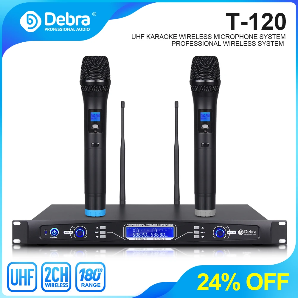 

Debra Audio Pro 80*2 Selectable Channel UHF Wireless Microphones System With Cordless Mics For Professional Singer Stage Karaoke