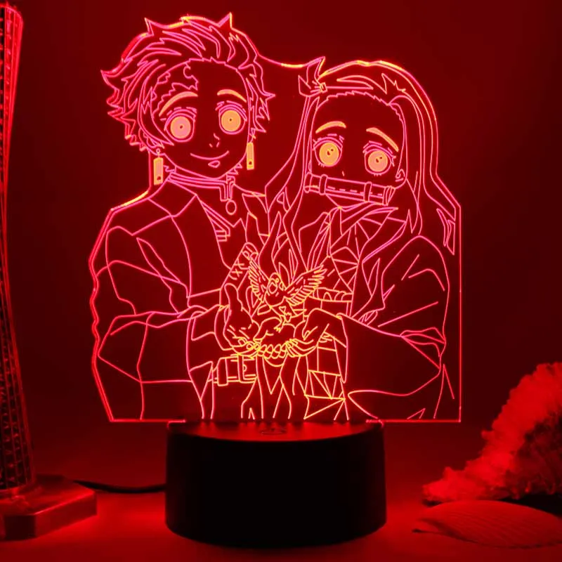 

Anime kimetsu no yaiba Led Night Light for Kids Bedroom Decoration Nightlight Battery Powered Child Birthday Gift Room Decor