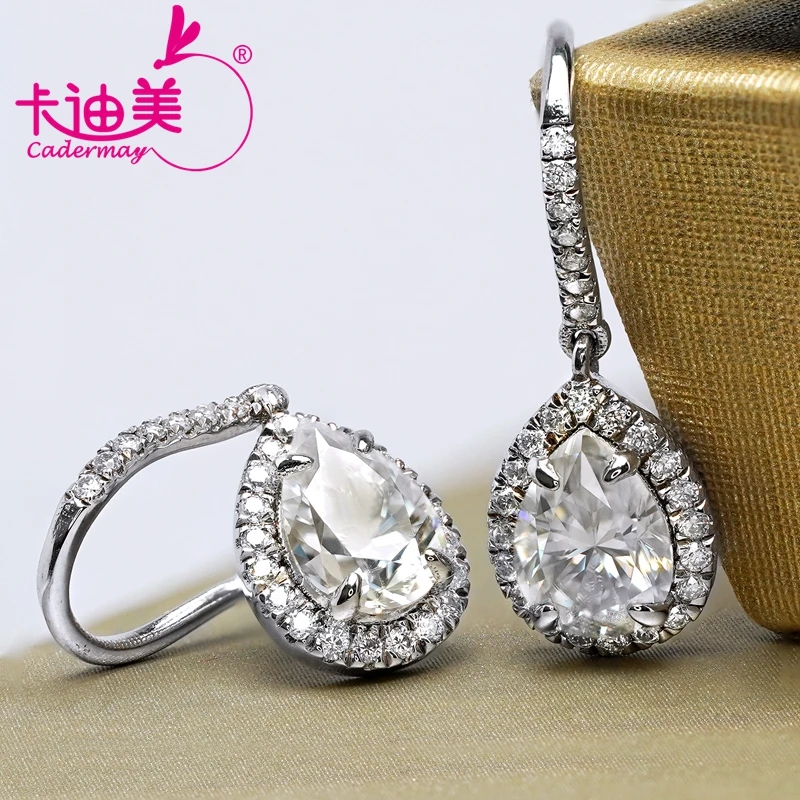 

Cadermay Jewelry Hot Sale 3mm DVVS Moissanite Silver 925 Earring Hoop Colorless Moissanite Diamond Wedding Party Gifts For Women
