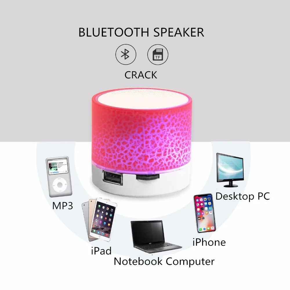 Портативный Мини Bluetooth динамик беспроводной громкий динамик трещины светодиодный TF USB Сабвуфер Bluetooth динамик s Mp3 стерео аудио музыкальный плеер