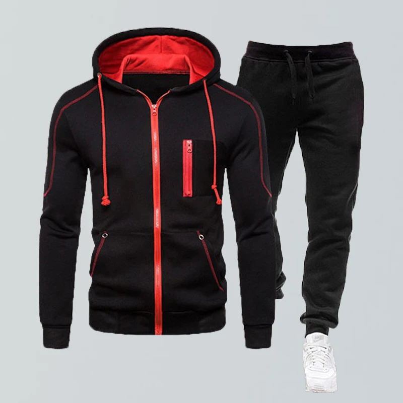 

New Men's Hooded Tracksuits Men's Casual Suits Men's Solid Color Hooded Tracksuits