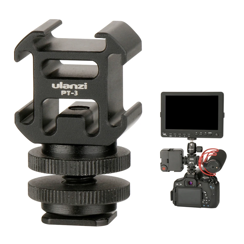 Три головки адаптера Горячий башмак база набор микрофон использовать на камеру