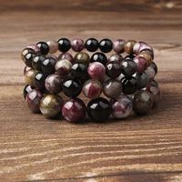 natural stone beads bracelet 8mm colorful tourmaline bracelet fit for diy jewelry women and men present amulet accessories
