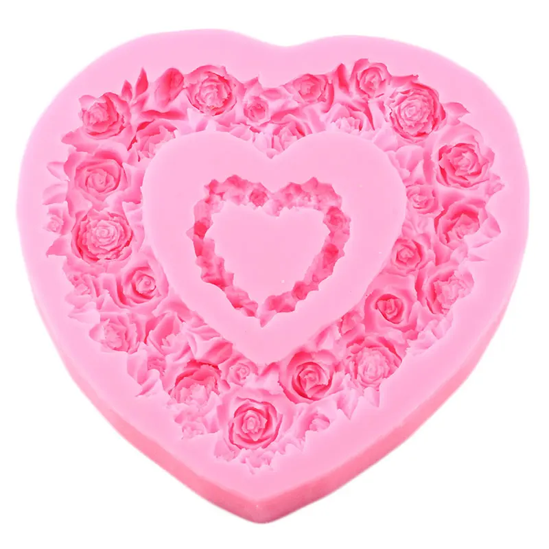 Big Heart Shaped Rose Wreath Silicone Mold DIY Wedding Fondant Molds Cake Decorating Tools Candy Chocolate Gumpaste Resin Moulds |