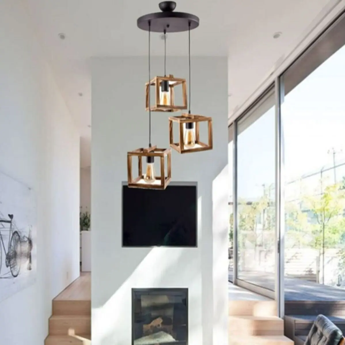 

Rustic Chandelier Lighted Stylish Retro Living Room Living Room Home Quality with Wooden Suspension 3 Piece and 2 Piece Option