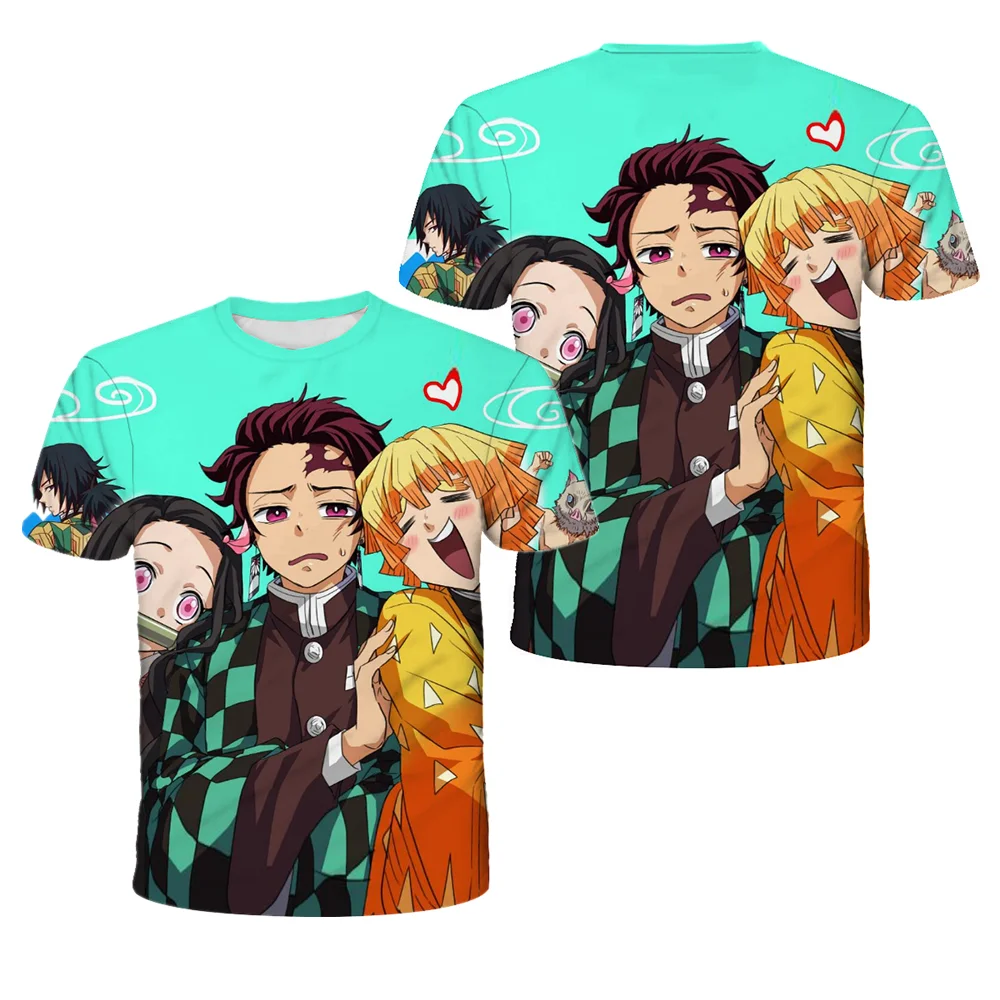 

New Summer Boys and Girls Japanese Ghost Face Blade Anime Tops 3D Printing Kids Fashion T-Shirts Breathable Short Sleeves