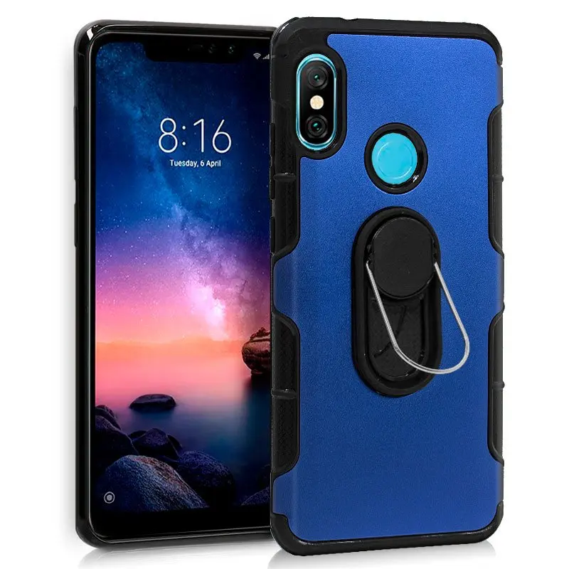 Чехол для Xiaomi Redmi Note 6 Pro Алюминий + кольцо (синий) | Мобильные телефоны и аксессуары