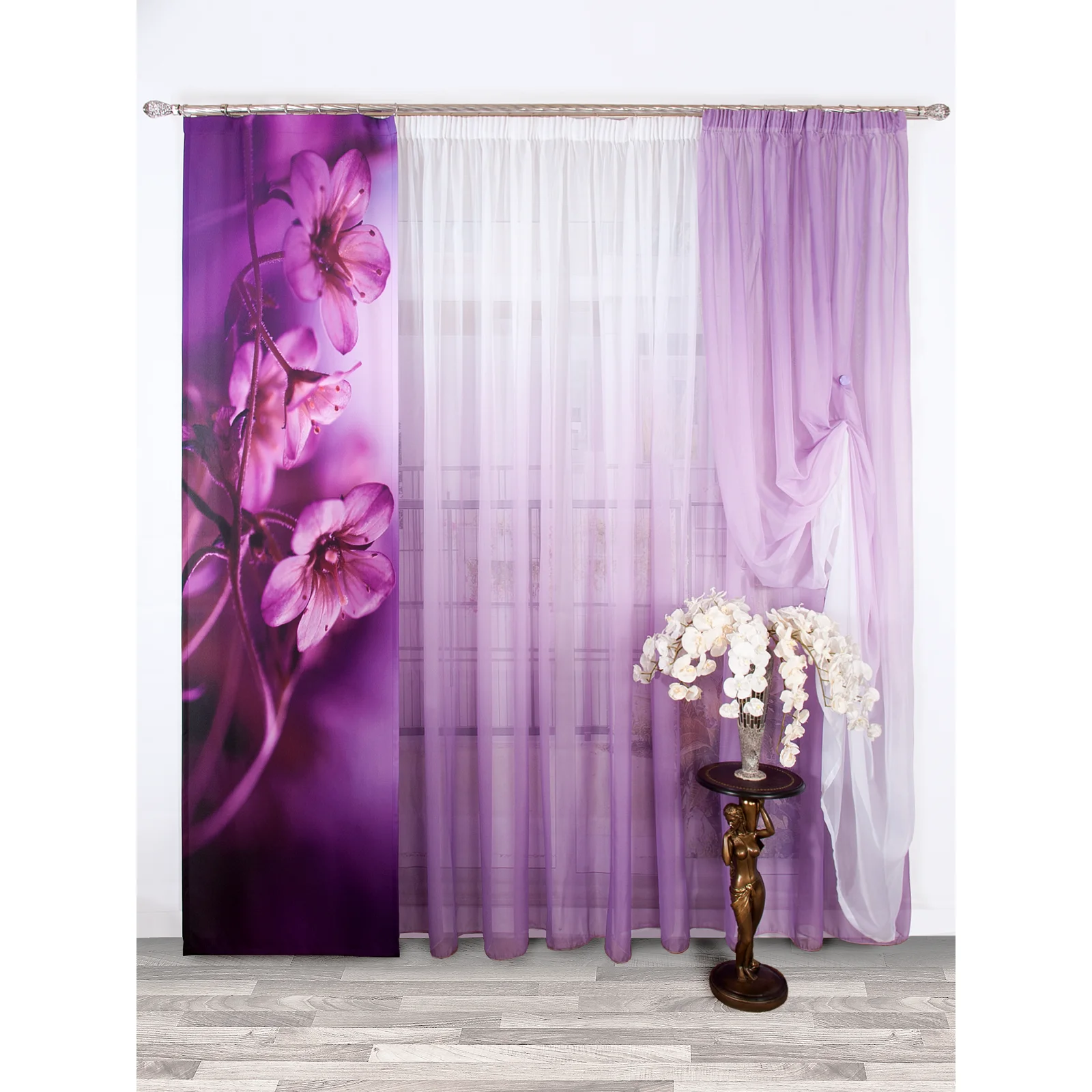 Современный готовый комплект штор тюль вуаль омбре занавески для гостиной