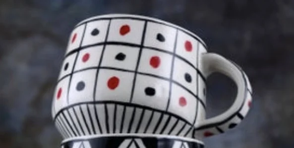 red-black dotted Кружка Ручной работы с водным узором - Цвет: red-black dotted
