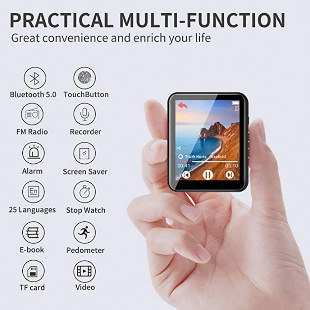 MP3 плеер 2 4 ''полный сенсорный Экран HiFi без потерь Bluetooth 5 0 Mp3 музыкальный 32 Гб