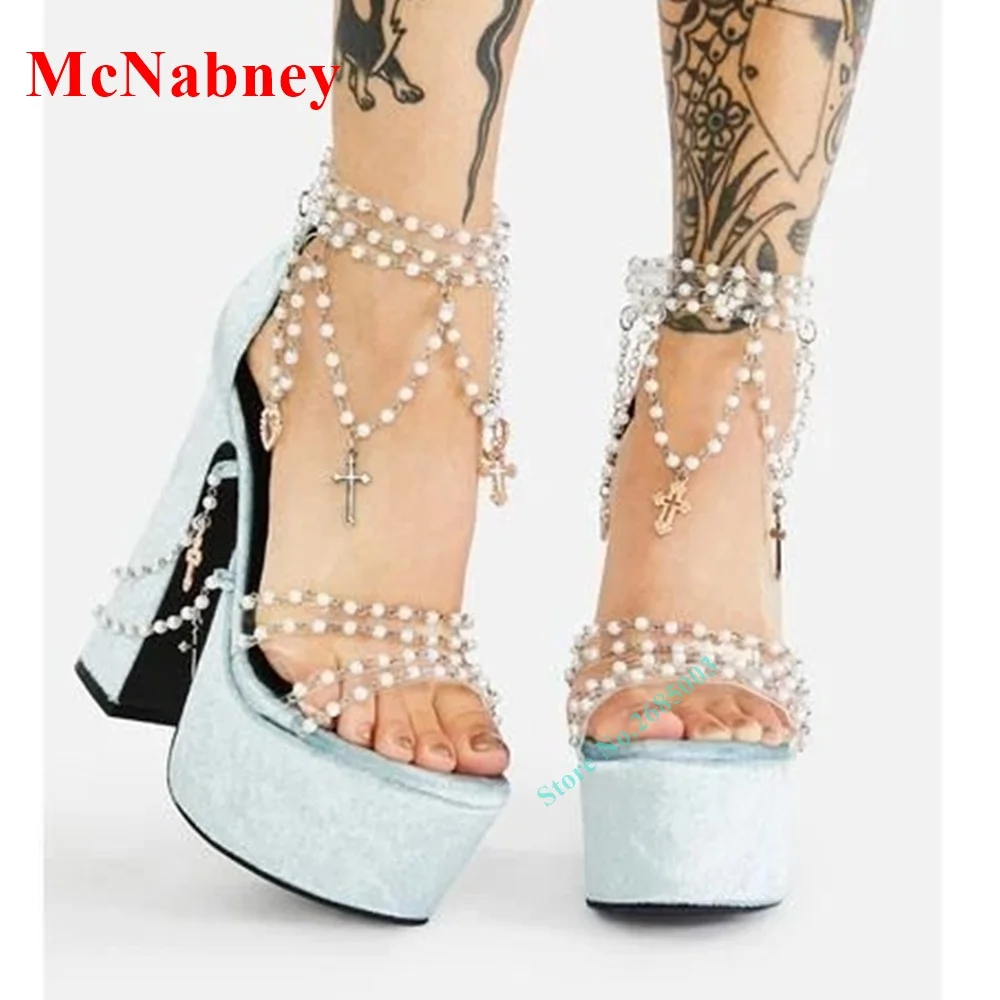 Сандалии женские с перламутровой бахромой пикантные босоножки на цепочке