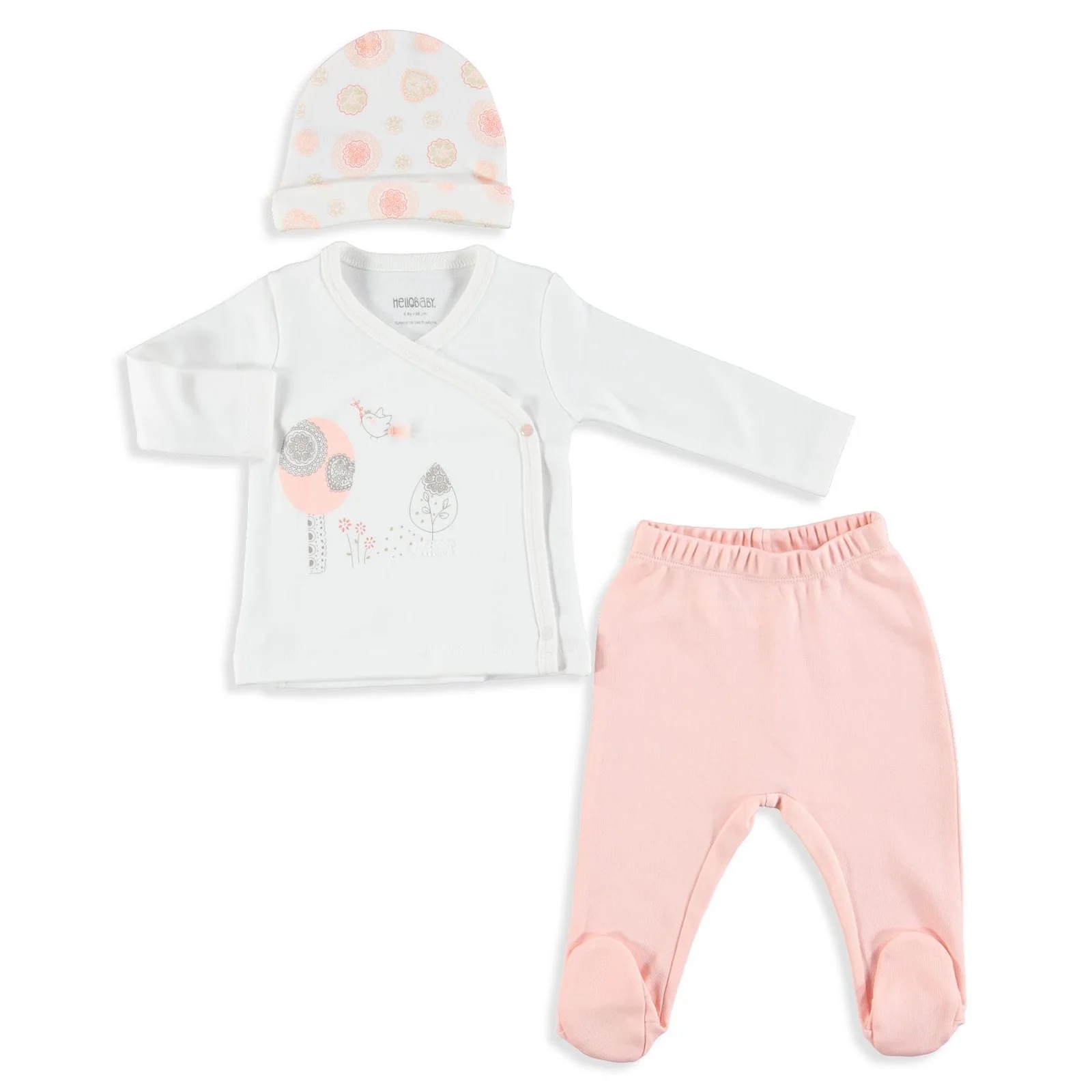 Ebebek HelloBaby/Боди для маленьких девочек с изображением птиц комплект со штанами и