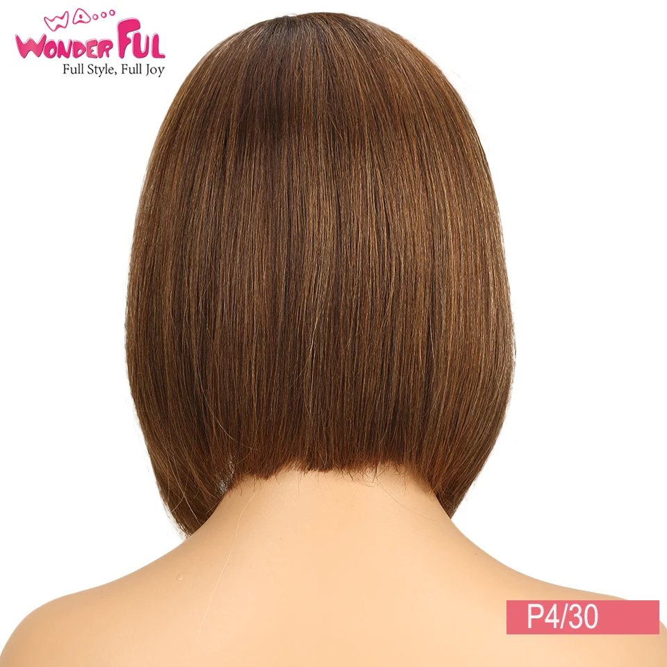 Замечательный парик из человеческих волос короткий с эффектом омбре бразильские