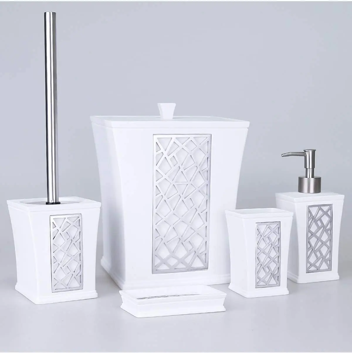 

By Selim Mirage 5 Piece Bath Set - White/silver