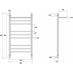 Water towel rail Energy Prestige Modus 800x400 (Prestige 80/40) For bathroom holder rack radiator electric heated towels Racks Hardware Fixture Home