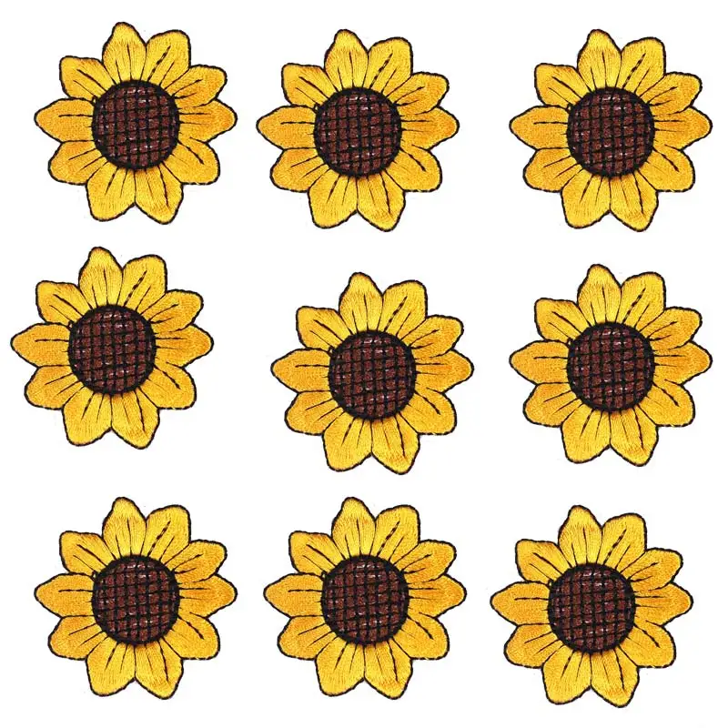 10 шт./компл. желтые цветочные нашивки для одежды термоклейкие дешевые Мультяшные