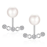 anna queen natural freshwater pearl earrings 925 sterling with 5a cz geometric earrings for women pew0060