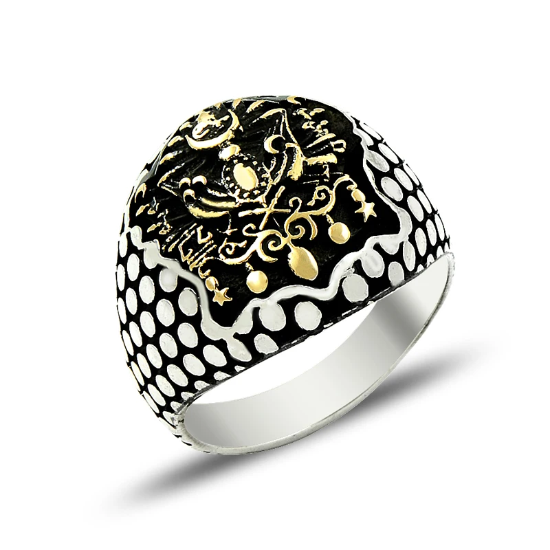 925 Silver Traditional Ottoman Army Logo Added Rings for Men