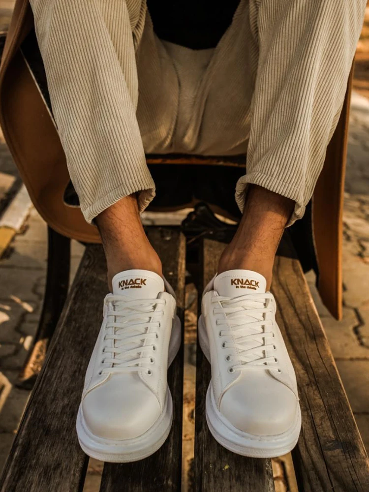 Knack Yüksek Taban Günlük Ayakkabı 044 Beyaz Şık Tasarım Men's Shoes Sports New Model Casual Stylish