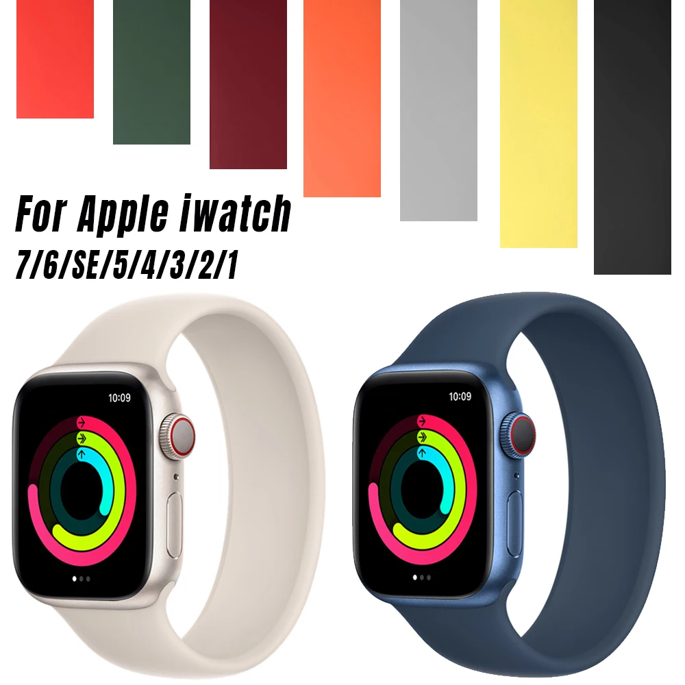 

Solo Loop for Apple Watch Strap 44mm 40mm 45mm 41mm 38mm 42mm Elastic Silicone watchband bracelet iWatch serie 7 6 5/4/3 SE Band