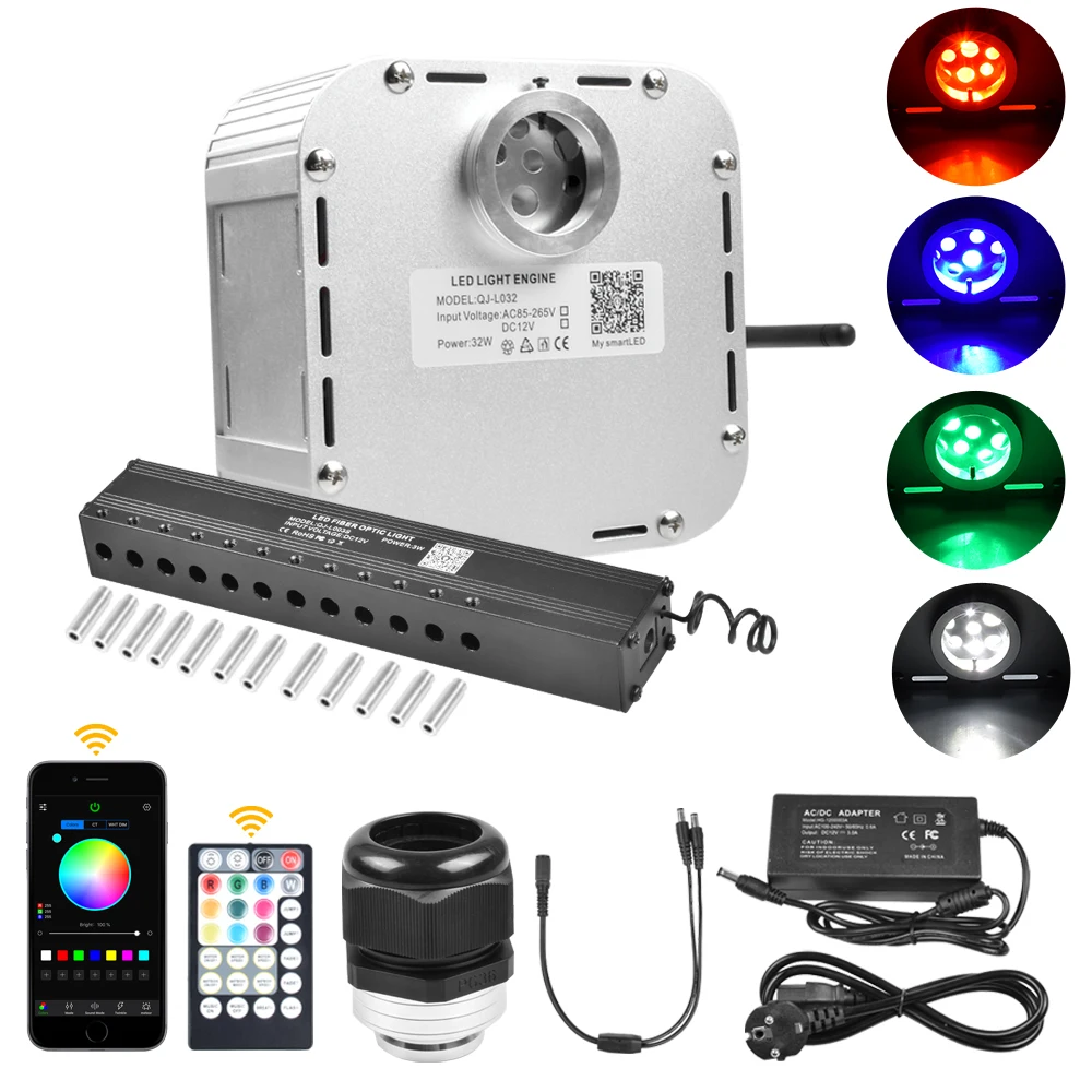 Bluetooth App Control 32W RGBW Twinkle Fiber Optic Light Engine with Shooting Meteor Effect