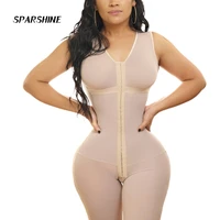 women breathable shapewear strong 3 level clasp bodysuit with arotch opening weight loss fajas colombianas