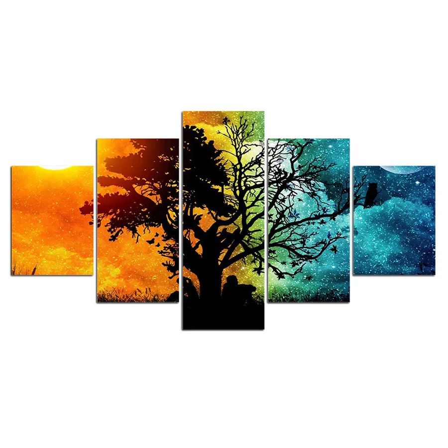 

5 pieces Landscape tree sky Wall Art Picture Gift Home Decoration Canvas Print painting for living room printed on canvas