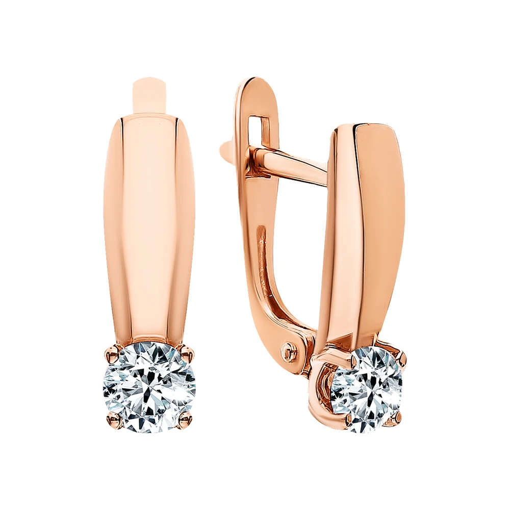 Золотые серьги с фианитами SUNLIGHT проба 585|Серьги-клипсы| |