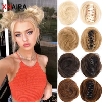 xnaira synthetic claw clip bun bun curly clip heat resistant womens hair blonde white black bun wig