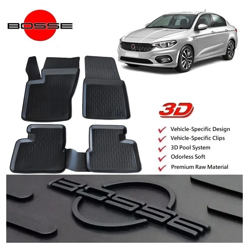 

3D Pool Car Mats for Fiat Egea Sedan 2015 2023 Auto Interior Carpet Protector Accessories Rubber Luxury Floor Non Slip Universal