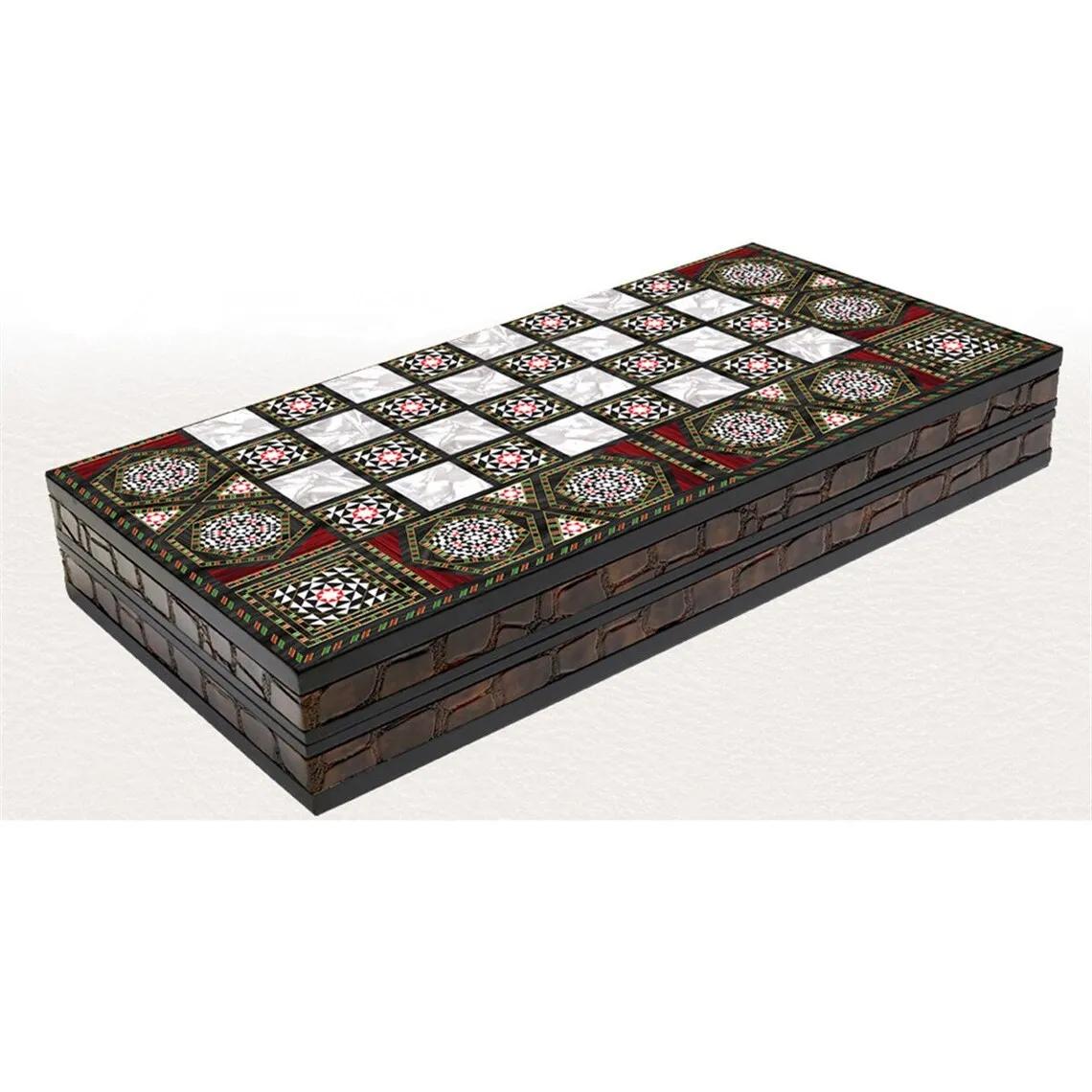 

Wooden Backgammon Set Pearlescent Turkish Board Game Set