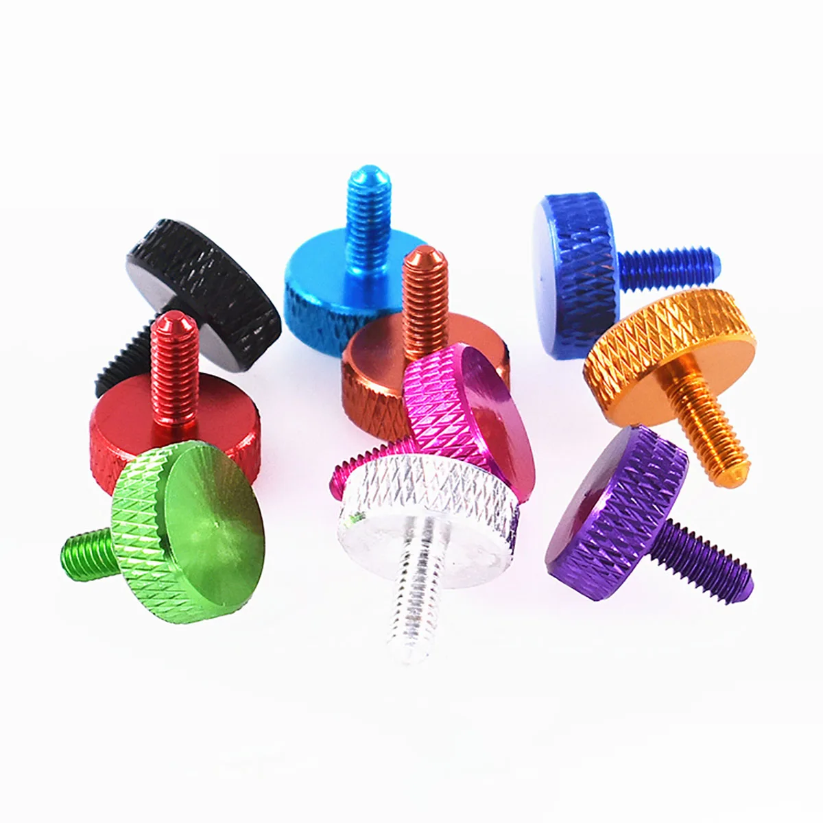 5Pcs M4x 6mm / 10mm Colourful Anodized Aluminum Hand Tighten Screws 14x5.5mm Grid Knurled Head Thumb Screw Computer Case |