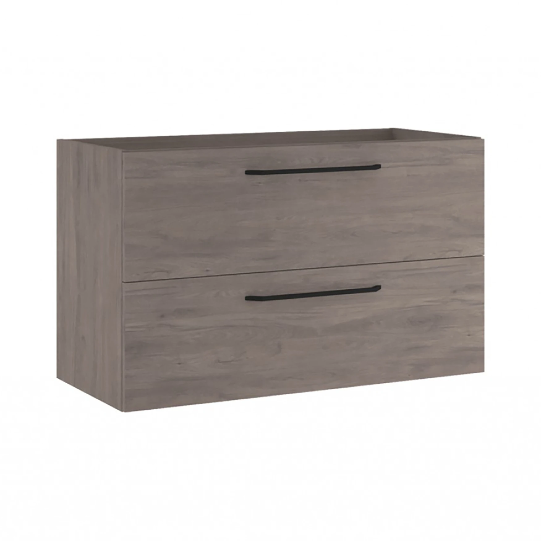100 cm Modern Bathroom Vanity Dakota | Oak tree wood melamine Black handles x 64 46 Wall Mounted