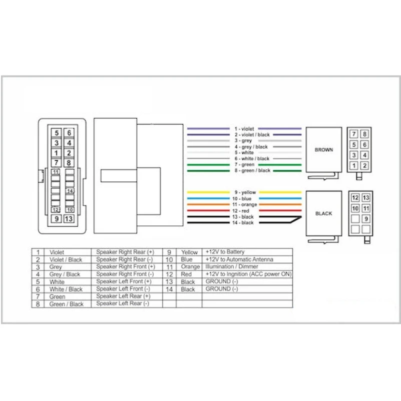 Переходник ISO для подключения магнитолы ASH-004 подходит к моделям автомобилей Hyundai