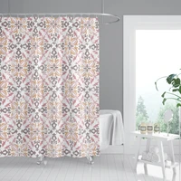 washable bath shower curtain polyester pink geometric european pattern modern bathroom curtain home decor with 12 hooks