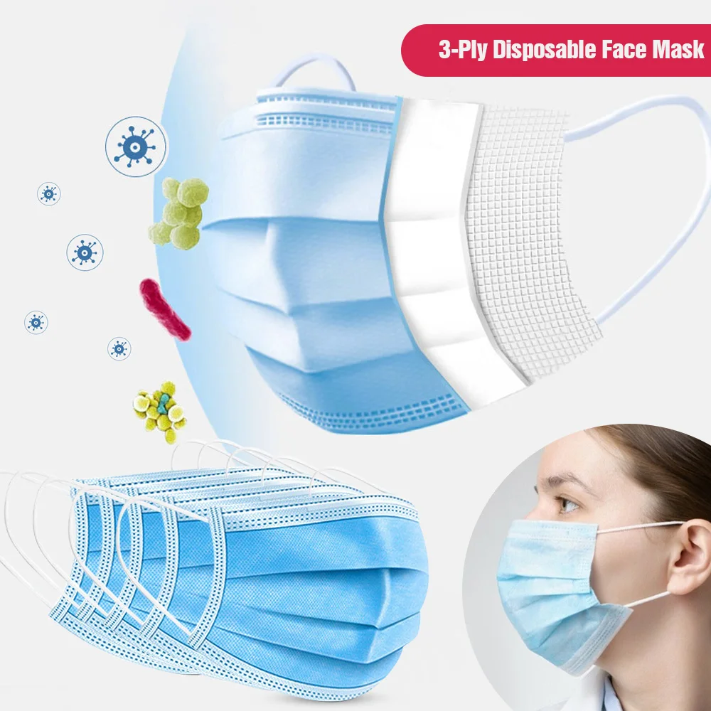 50 шт Анти загрязнения 3 слойная маска для лица защита от пыли одноразовые маски