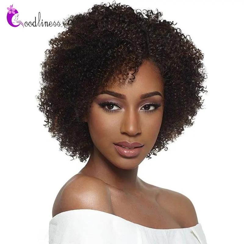 Afro Kinky Curly Wig Brazilian Short Bob Human Hair Full Machine Made Scalp Wigs Remy Human Natural Afro Wig Goodliness 150%