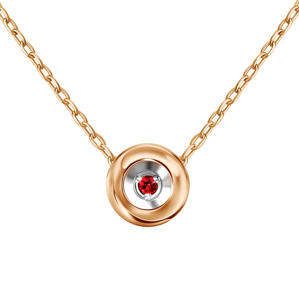 Gold pendant with rubies sunlight sample 585 | Украшения и аксессуары