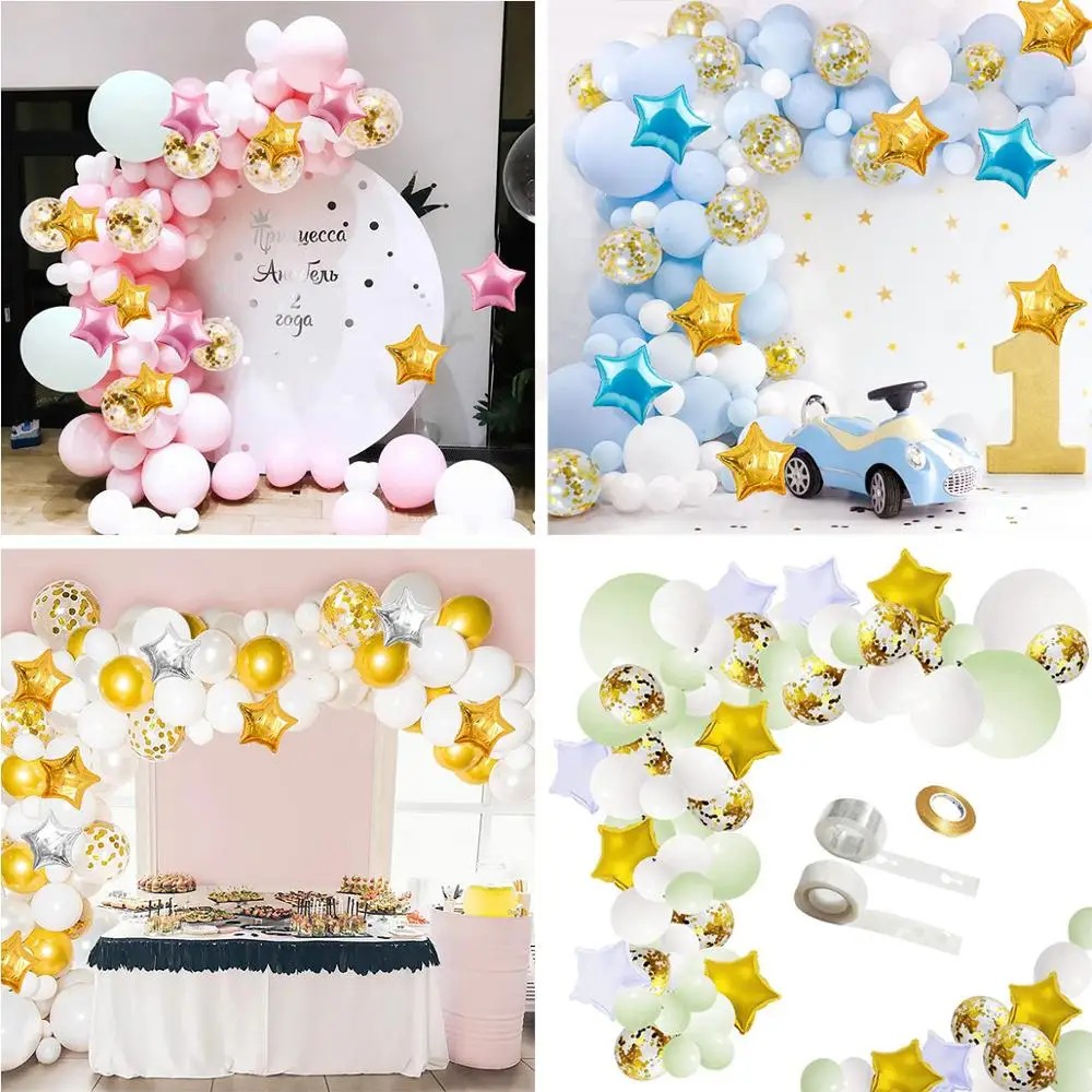 

Blue Pink Latex Balloons Garland Arch Kit Foil Star Ballon Baby Shower Boy Girl Birthday Party Decorations Kids Wedding Decor