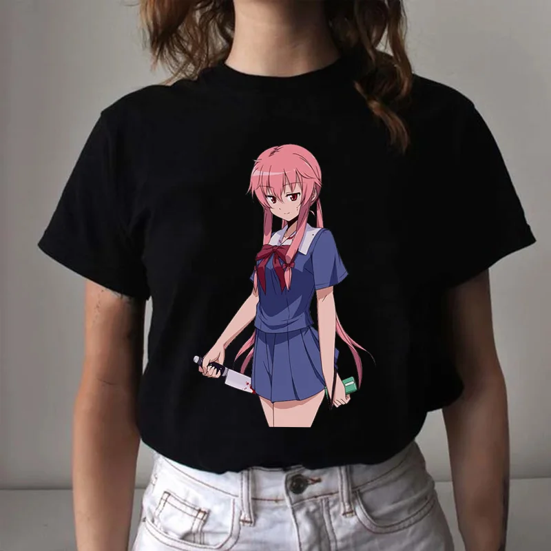 

Japan 2022 new summer Kawaii cartoon Yuno Gasai Mirai Nikki printing Men's/women's T-shirt Harajuku cute couple loose Tees Tops