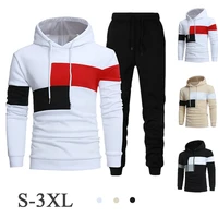 men tracksuits personality patchwork hoodies suits men hoodiespants two piece set autumn winter warm hooded pullover suits 2021