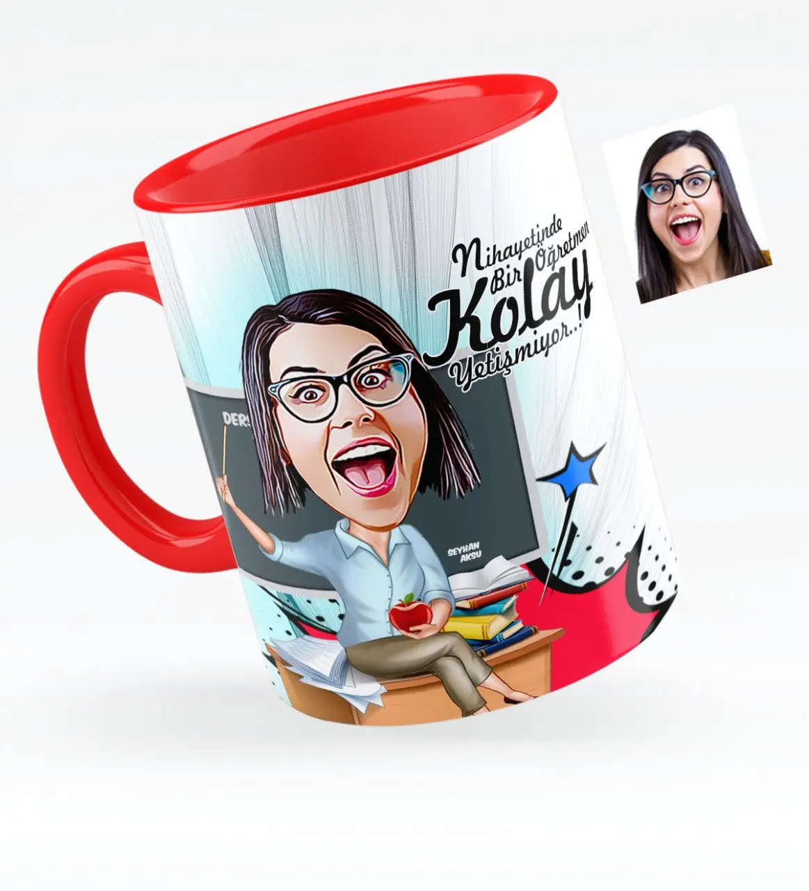 

Personalized Women 'S Teacher Caricature Of Red Mug Cup-2